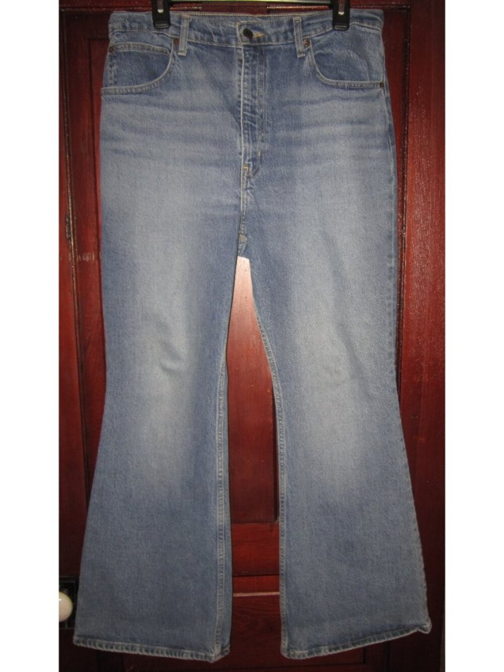 Levi's 32 Jeans 70s High Rise Flare Blue Boho Bell Wide Rigid Denim Short 32x30
